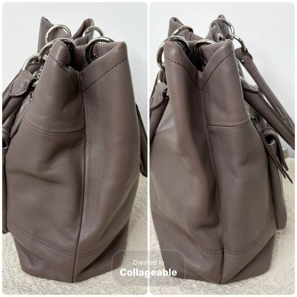 Coach Hampton Leather Turnlock NS Tote Z27748 Dark Grey North South Shoulder Bag - Picture 6 of 11